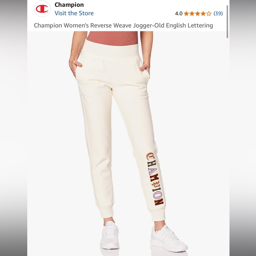Champion Cream Joggers with Logo